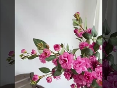 Camelia fleurs artificielles, arrangement de fleurs de camélia à plusieurs têtes, branches longues, fleur artificielle