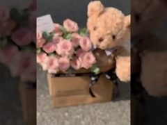 Bouquet d'ours mignon, fleur artificielle de rose éternelle cadeau de la Saint Valentin, cadeau d'anniversaire pour
