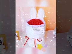 Bouquet d'arrangement de fleurs pour le festival Qixi, cadeau de la fête des mères, oreilles de lapin mignon, fleurs artificielles,