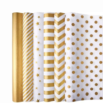 Un bon prix. Coutume en vrac de papier d'emballage de cadeau de feuille d'or avec l'accessoire recyclable d'emballage de cadeau de logo en ligne