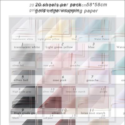 acheter Papier d'emballage de rose à la frontière dorée semi-transparent de style coréen 58*58cm 20 feuilles par paquet fabrication en ligne