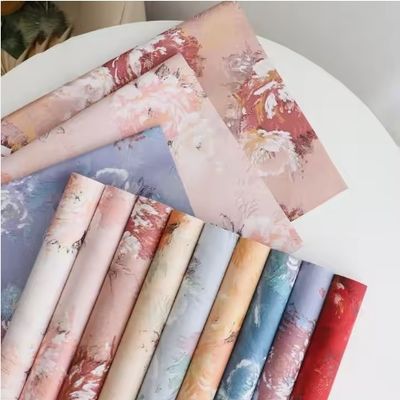acheter Papier d'emballage de bouquet de fleurs de style coréen Vintage Rose Oil Painting Pattern Tissue Paper fabrication en ligne