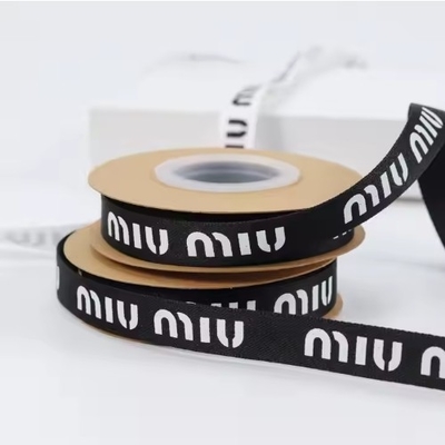 acheter Impression personnalisée du logo 13 mm Grosgrain Ribbon Roll en noir et blanc pour les bouteilles de fleurs online manufacture