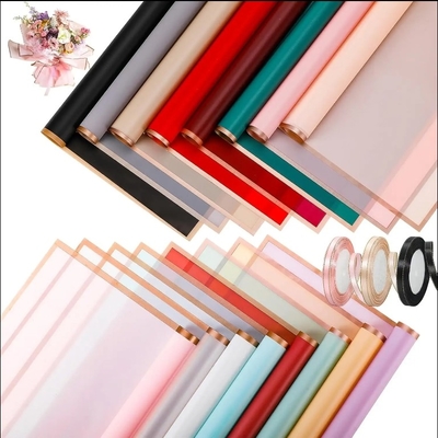 acheter Papier d'emballage de fleurs à bord doré lisse 58cm * 58cm Personnalisé pour l'emballage de fleuriste online manufacture