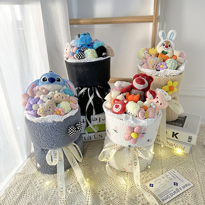 acheter Bouquet de fleurs en peluche créative avec lumière, Bouquet de simulation Bouquet d' animal en peluche mignon Pour cadeau de la petite amie de la Saint-Valentin online manufacture
