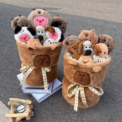 acheter Cute 20x35cm Capybara Plush Poupée Cartoon Poupée Bouquet Grand cadeau pour la petite amie pour la Saint Valentin online manufacture
