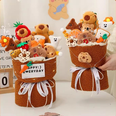 acheter Noël Pawfect Leader Plush Toy Set Bouquet de fleurs de Capybara Kawaii Cadeau de dessin animé pour la Saint-Valentin / anniversaire online manufacture