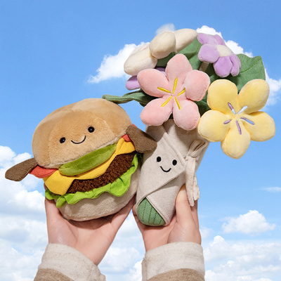 acheter Comfort Compagnon Hamburger Plush Jouet Doux Cute 15x28cm Série alimentaire Animal farci pour la variété de fleurs Bouquet cadeau online manufacture