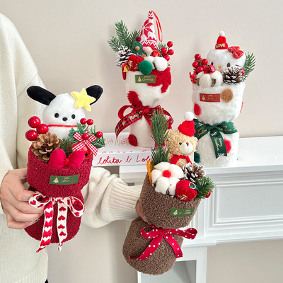 acheter Cartoon de Noël Bouquet de poupée en peluche Produit fini Cadeau de la veille de Noël Cadeau d'anniversaire pour petite amie online manufacture