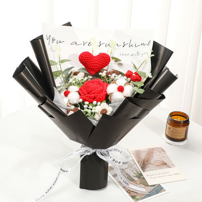 acheter Transfrontalier en laine artisanale tricotée tissée rose fleur immortelle bouquet de simulation produit fini 38 déesse Journée de la femme Journée de la mère fabrication en ligne