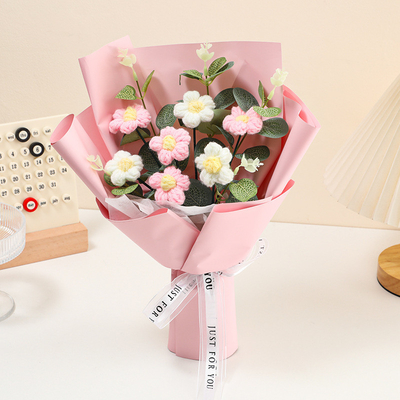 acheter Bouquet de fleurs en fil fait à la main Crochet tricoté fleur cadeau Faux fleurs Bouquet à main avec plusieurs couleurs online manufacture