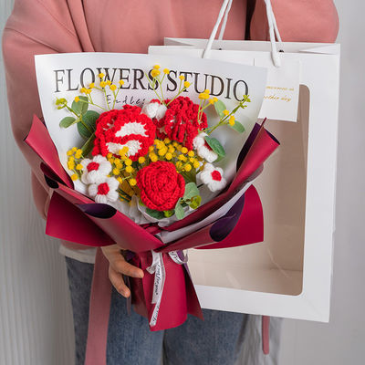 acheter Bouquet de fil tricoté de œillets de 40x30cm, cadeau de fête des mères. fabrication en ligne