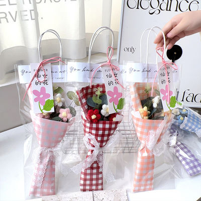 acheter Bouquet de pastels pour la fête des mères - Fleurs à la poussière tricotées à la main avec du fil de peluche fabrication en ligne