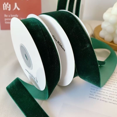 acheter Tinture de velours verts velours tissés à un seul côté ruban de velours en soie ruban fait à la main bricolage bouquet de fleur d'arc emballage cadeau online manufacture