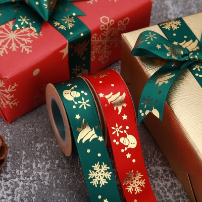 acheter Fabricant fournit des rubans de polyester imprimés, des rubans de flocons de neige de Noël, des rubans cadeaux, des rubans d'emballage de Noël DIY online manufacture
