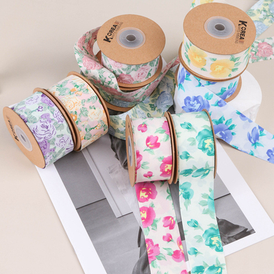 acheter Lentille à imprimerie rose accessoires de cheveux bricolage cadeau fleur emballage chaussures fleur chapeau d'herbe arc ruban rose ruban de fleur online manufacture
