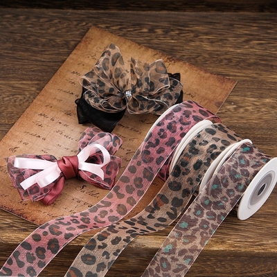 acheter Ligne de neige imprimée par léopard bricolage artisanal accessoires de cheveux de l'arc tissé ruban chapeau de paille lacets de chaussures faire des accessoires boîte cadeau emballage ruban online manufacture