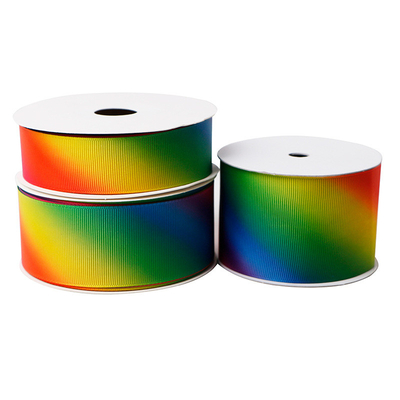 acheter Meisida ruban de transfert de chaleur de l'impression de fil de ceinture de dégradé de couleur arc-en-ciel ruban personnalisé polyester ruban à côtes en gros online manufacture