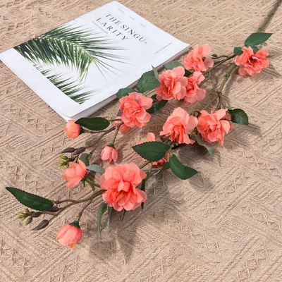 Un bon prix. Simulation de la maison de camélias de montagne à deux branches Italuo, art floral en soie, camélias à plusieurs têtes, décoration de salle de mariage, fleurs debout au sol en ligne