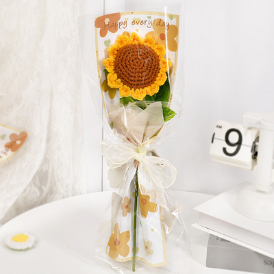 acheter Fleur de laine finie, fleur tricotée à la main, tournesol, tournesol, fleur artificielle, fleur artificielle online manufacture