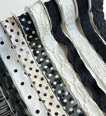 acheter Emballage floral décoratif DIY 14m Ruban noir et blanc Bouquet Qixi avec magasin de fleurs à ruban fabrication en ligne