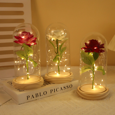 acheter Imitation de rose, fleur éternelle, couvercle en verre, fête des mères, Saint-Valentin, décoration de cadeaux de Noël et fabricant d'ornements en gros online manufacture