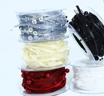 acheter Fil de perles d'amour Ruban de chaîne de perles Matériau d'emballage de fleurs Accessoires pour cheveux perlés Cadeau Ruban DIY 1cm / 5m Solidité des couleurs fabrication en ligne