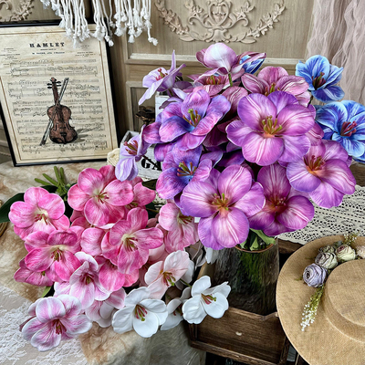 acheter Simulation de tulipes à sept têtes fleur fausse Bouquet de mariage fait à la main Décoration avec fleur de soie Fleur artificielle Décoration de mariage online manufacture