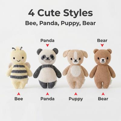 acheter Jouets animaux tricotés à la main – 4 styles mignons abeille panda chiot ours – adorable peluche douce au crochet pour nouveau-nés fabrication en ligne