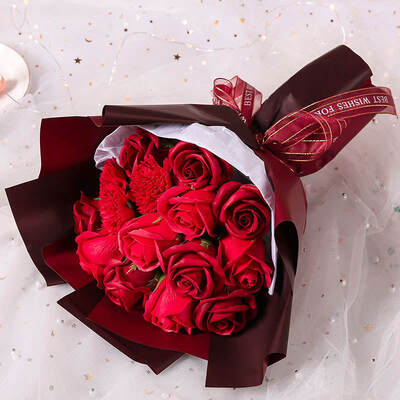 acheter Les fabricants chinois vendent directement des fleurs de savon artificielles, Bouquet d'œillets de roses pour cadeau de saint-valentin fabrication en ligne
