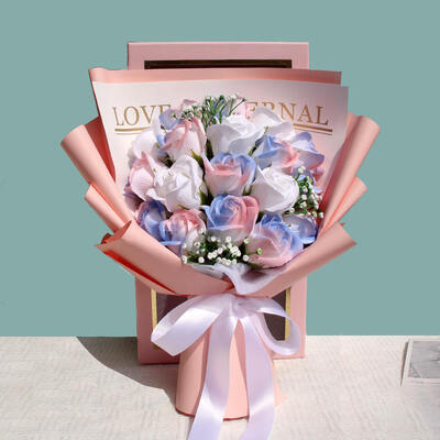 acheter Dix-huit roses réalistes bleu glace, Bouquet de fleurs de savon, finition moderne Premium, cadeau parfait pour la saint-valentin, romantique pour femme fabrication en ligne