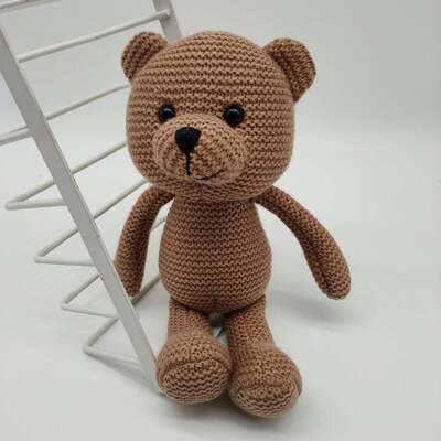 acheter Ours Kawaii Amigurumi Jouet à la main à crochet à tricot doux poupée bébé dormant animal farci jouet en peluche avec remplissage en coton PP fabrication en ligne