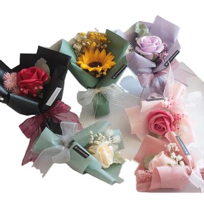 acheter Bouquets de fleurs de carottes de roses Bouquet de fleurs de mini savon avec sac cadeau fabrication en ligne