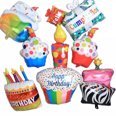 Un bon prix. En gros nouveau style gâteau d'anniversaire cadeaux forme hélium feuille mylar ballons pour joyeux anniversaire bébé fille fête décoration en ligne