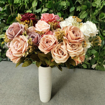 Un bon prix. 11 têtes de fleurs de roses artificielles en soie pour la décoration Hom en ligne
