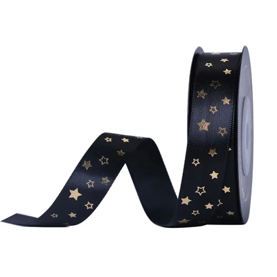 Un bon prix. Famous Black Gilding Custom Silk Ribbon Imprimé Pour Logo Cadeaux Rubans en ligne en gros en ligne