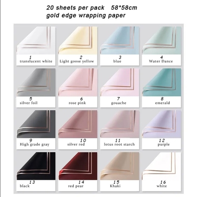 Bon prix Emballage cadeau fleuriste Bouquet papier d'emballage Golden Border Rose style coréen semi-transparent en ligne