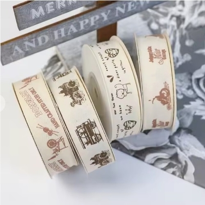 Un bon prix. Un seul visage RPET ruban de coton recyclé 100% coton 10mm-100mm personnalisé imprimé sérigraphie artisanat cadeaux en ligne