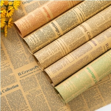 Un bon prix. Papier d'emballage de fleurs de 50*70 cm en style journal anglais vintage pour emballage cadeau en ligne