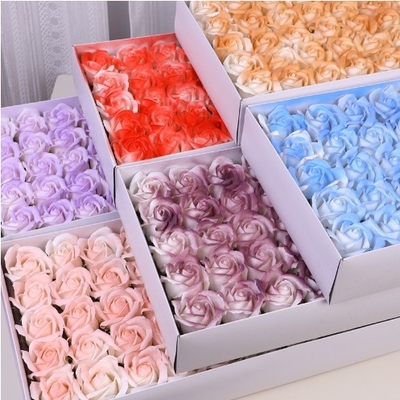 Un bon prix. Couleur Spray Gradient Rose écrasée Glace Bleu Prune confiture Rose Sabon Bouquet de fleurs Tête en gros Trois couches d'eau éclaboussure Cadeau de la Saint-Valentin en ligne