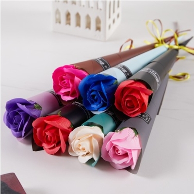 Un bon prix. Single Soap Rose Flower Simulation Soap Flower Bouquet Cadeau de la fête des mères Événement de la Saint-Valentin Petit cadeau en gros en ligne