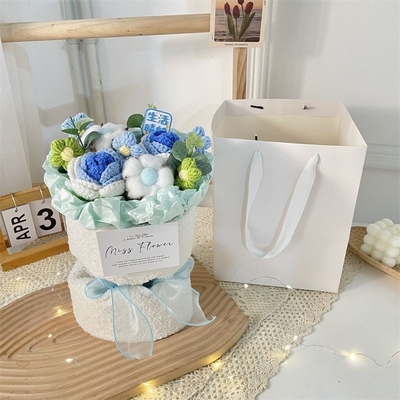 Un bon prix. Bouquet d'oreille de lapin en laine Arrangement de fleurs portatif 20x35cm Idéal pour les anniversaires en ligne