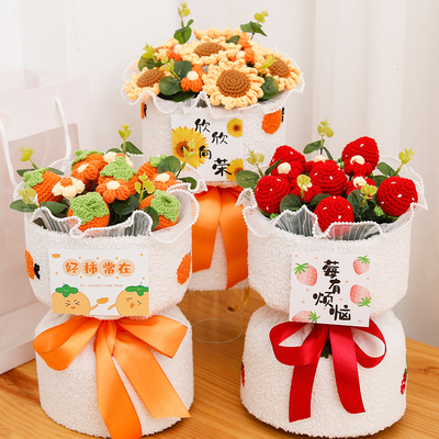 Un bon prix. Bouquet de fleurs tricoté fait à la main cadeau d'anniversaire pour sa Saint-Valentin / cadeau de Noël pour sa petite amie et ses meilleures amies en ligne