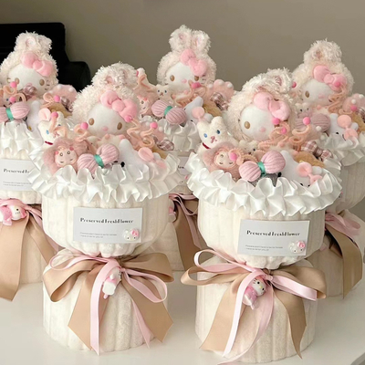 Un bon prix. Bouquet de fleurs en peluche de poupée de variété Hello Kitty Saint-Valentin/Année/Cadeau d'anniversaire pour les enfants en ligne