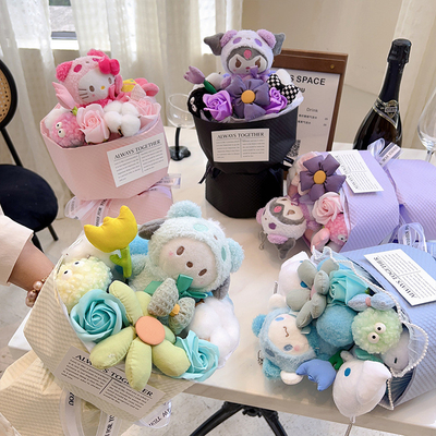 Un bon prix. Cadeaux de la Saint-Valentin Bouquets de fleurs de poupées créatives en peluche Bouquets de fleurs de poupées finies Bouquets de fleurs de muses Journée de la Mère Journée internationale de la femme en ligne