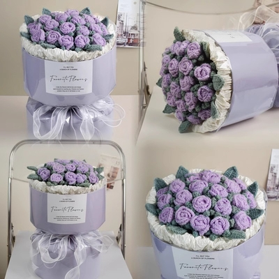 Un bon prix. Bouquets de fleurs en laine tricotées à la main Bouquets de fleurs créatifs pour les enseignantes et les mères à l'occasion de la Journée internationale de la femme et de la Journée des enseignantes en ligne