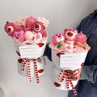 Un bon prix. Cartoon Bouquets de fleurs de poupée d'ours à la fraise Bouquets de fleurs d'ours à la fraise pour la petite amie en tant que poupée Bouquets de fleurs pour le festival Qixi Saint-Valentin pour les aveux de remise des diplômes en ligne