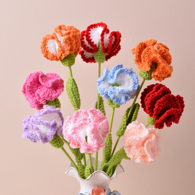 Un bon prix. 10x20cm Tricot à la main à crochet œillets artificiels fleurs d'imitation fleurs en couleurs multiples cadeau parfait pour la fête des mères en ligne