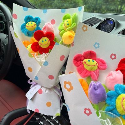 Un bon prix. 20x35cm Finition Dopamine Bouquet créatif Cartoon Bouquet de fleurs artificielles de couleur multiple pour cadeau d'anniversaire de petite amie en ligne