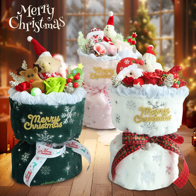 Un bon prix. Bouquet de Noël en poupée en peluche Fleurs séchées et couleurs multiples pour le jour spécial de la petite amie en ligne